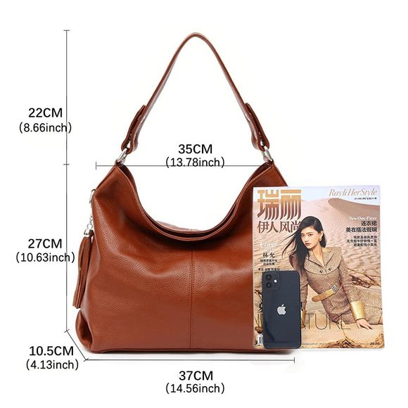Soft Real Genuine Leather Tassel Handbag Ladies Shoulder Tote O_O